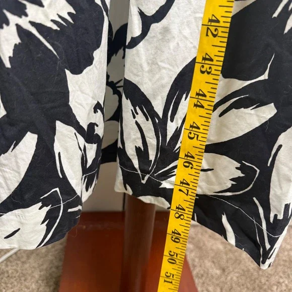 Boston Proper Halter Dress Women 14 Black White Floral Cotton Midi Summer Pocket - Picture 6 of 10